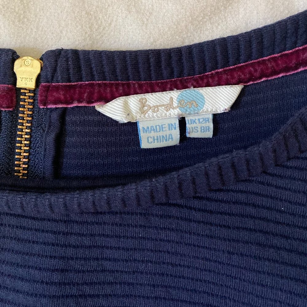 Boden navy blue Ottoman shift dress size 8